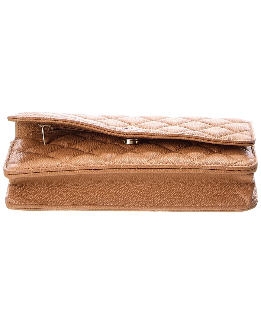 Chanel Beige Quilted Caviar Leather Wallet On Chain (Authentic Pre-Loved)
