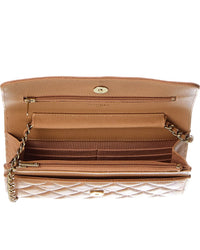 Chanel Beige Quilted Caviar Leather Wallet On Chain (Authentic Pre-Loved)