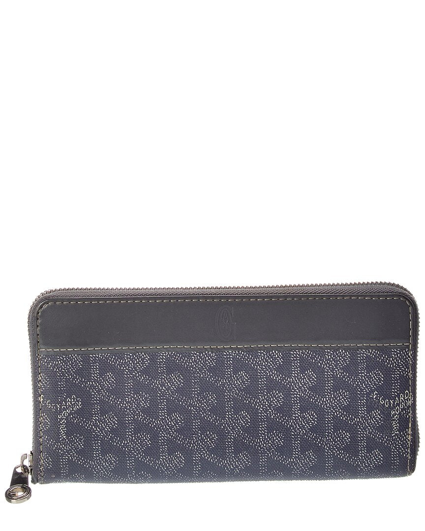 Goyard Grey Goyardine Coated Canvas Matignon Zip Around Gm Wallet (Authentic