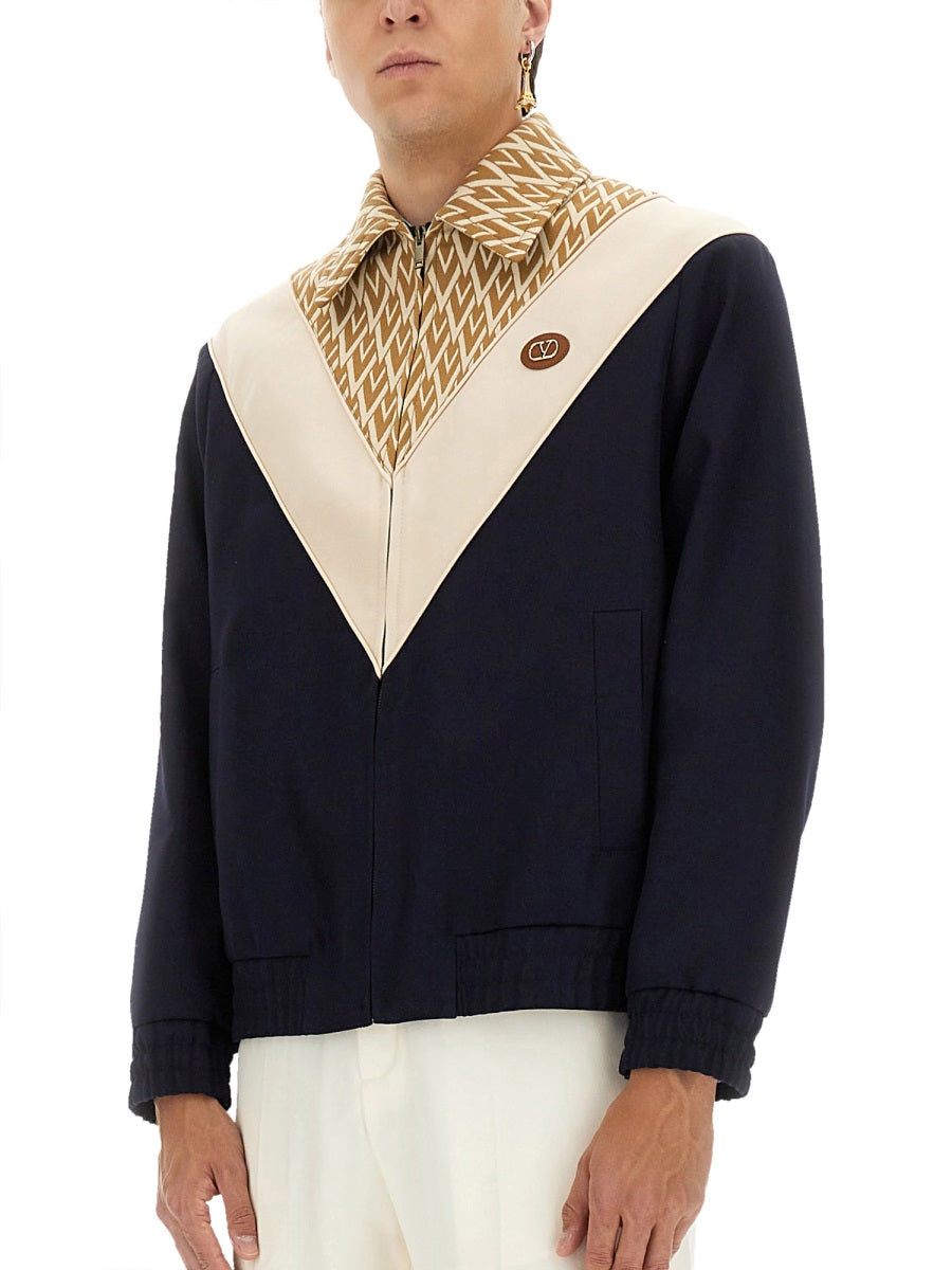 VALENTINO Valentino Men Wool Bomber Jacket With Print Toute La V
