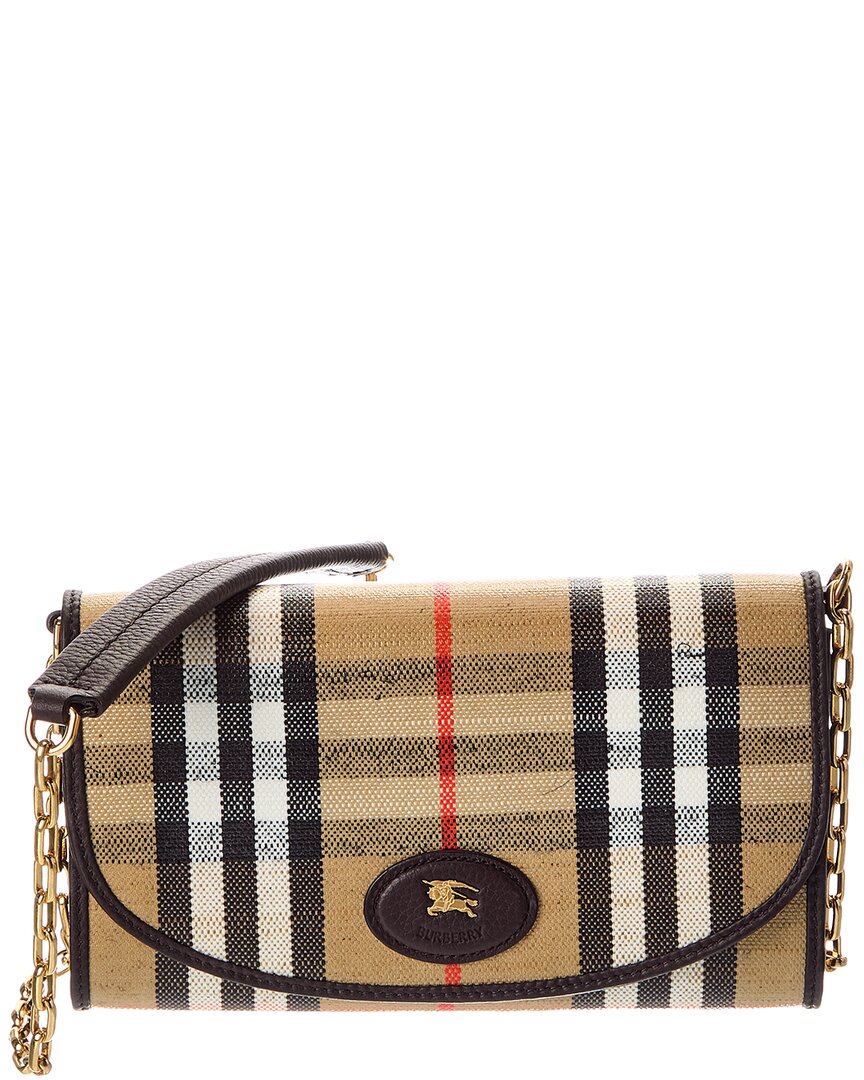 Burberry Highlands Check E-Canvas & Leather Wallet On Chain (Authentic Pre-