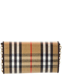 Burberry Highlands Check E-Canvas & Leather Wallet On Chain (Authentic Pre-