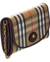Burberry Highlands Check E-Canvas & Leather Wallet On Chain (Authentic Pre-
