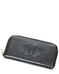 Chanel Chanel Black Caviar Leather Timeless Zip Around Wallet (Authentic Pre-Loved)
