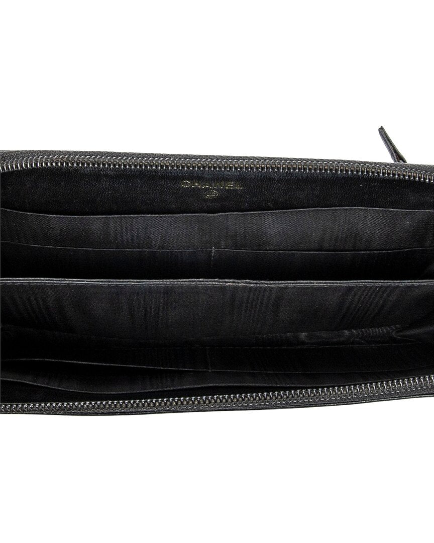 Chanel Chanel Black Caviar Leather Timeless Zip Around Wallet (Authentic Pre-Loved)