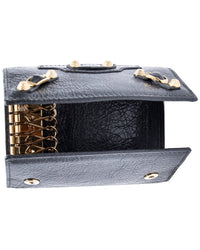 Balenciaga Balenciaga Grey Calfskin Leather 6 Rings Classic Continental Key Holder, Never
