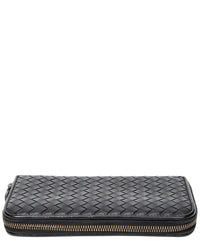 Bottega Veneta Bottega Veneta Black Intrecciato Leather Zip Around Wallet (Authentic Pre-