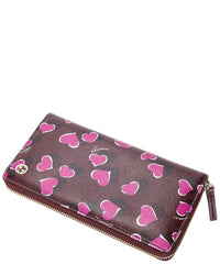 Gucci Gucci Burgundy Heart Print Leather Heartbeat Zip Around Wallet (Authentic Pre-