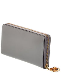 Gucci Gucci Grey Leather Bamboo Zip Wallet (Authentic Pre-Loved)