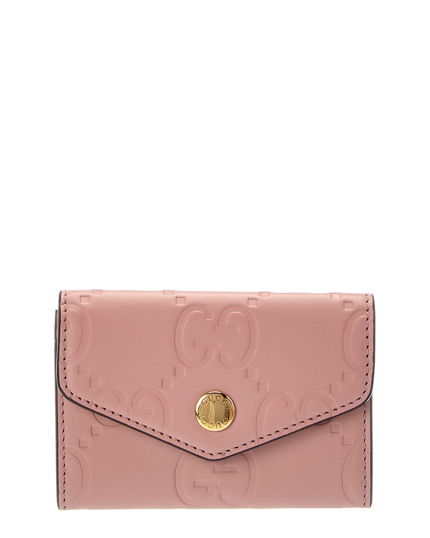 Gucci Gucci Soft Pink Jumbo Gg Leather Embossed Snap Wallet (Authentic Pre-Loved)
