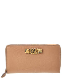 Gucci Gucci Camelia Calfskin Snakeskin Leather Grain Zip Around Continental Wallet