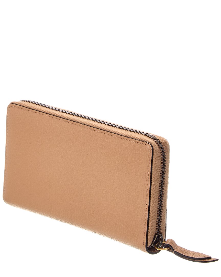Gucci Gucci Camelia Calfskin Snakeskin Leather Grain Zip Around Continental Wallet