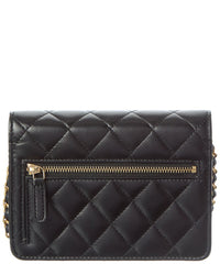 Chanel Black Lambskin Leather Quilted Mini Romance Wallet On Chain (Authentic