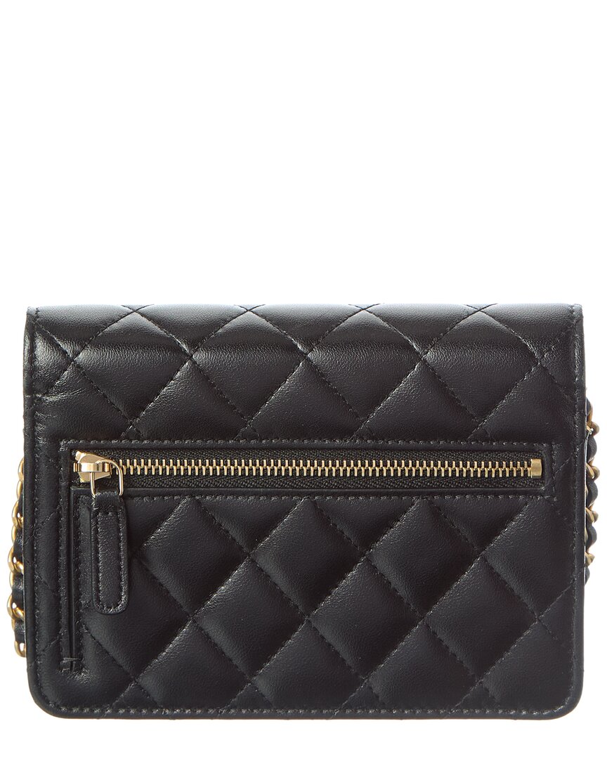 Chanel Black Lambskin Leather Quilted Mini Romance Wallet On Chain (Authentic