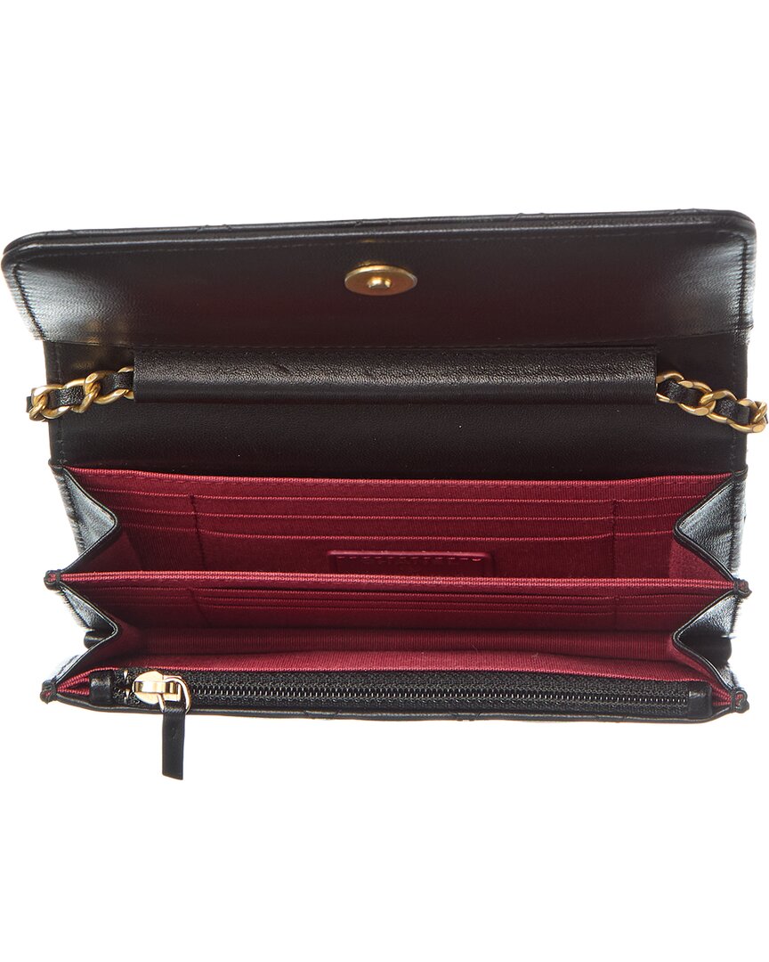 Chanel Black Lambskin Leather Quilted Mini Romance Wallet On Chain (Authentic