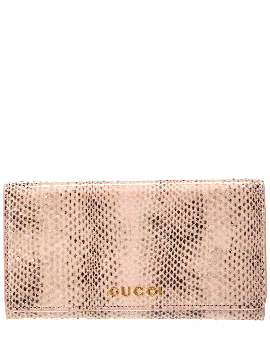 Gucci Pink Snakeskin Continental Wallet (Authentic Pre-Loved)