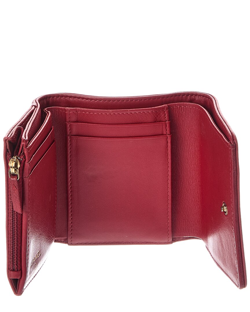 Chanel Chanel Red Leather Camellia Embossed Compact Wallet (Authentic Pre-Loved)
