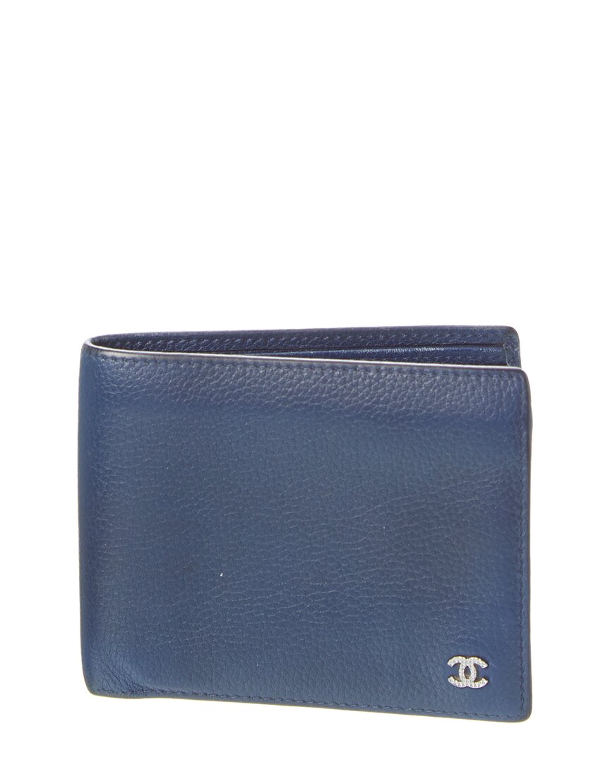Chanel Chanel Blue Leather Coco Mark Bifold Wallet (Authentic Pre-Loved)