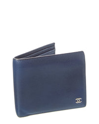 Chanel Chanel Blue Leather Coco Mark Bifold Wallet (Authentic Pre-Loved)