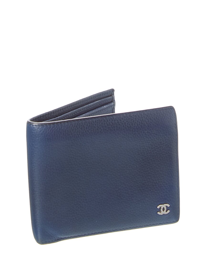 Chanel Chanel Blue Leather Coco Mark Bifold Wallet (Authentic Pre-Loved)