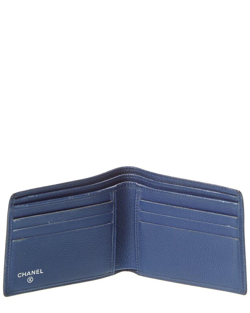 Chanel Chanel Blue Leather Coco Mark Bifold Wallet (Authentic Pre-Loved)
