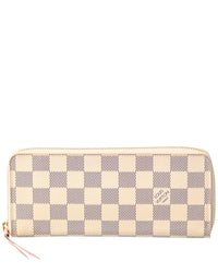 Louis Vuitton Pre-Owned Louis Vuitton White Damier Azur Coated Canvas Clemence Wallet (Authentic Pre-