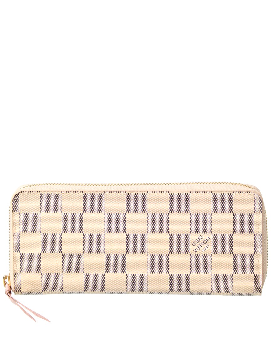 Louis Vuitton Pre-Owned Louis Vuitton White Damier Azur Coated Canvas Clemence Wallet (Authentic Pre-
