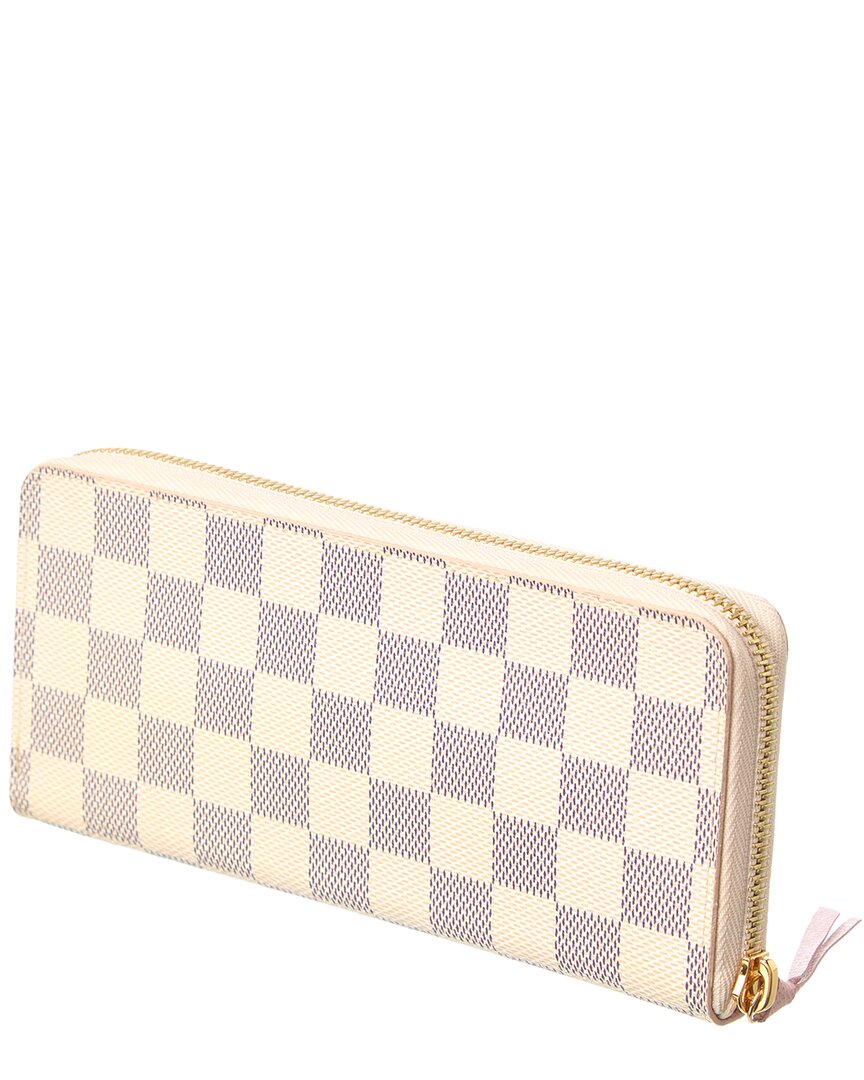 Louis Vuitton Pre-Owned Louis Vuitton White Damier Azur Coated Canvas Clemence Wallet (Authentic Pre-