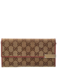 Gucci Gucci Neutral Canvas & Leather Gg Wallet (Authentic Pre-Loved)