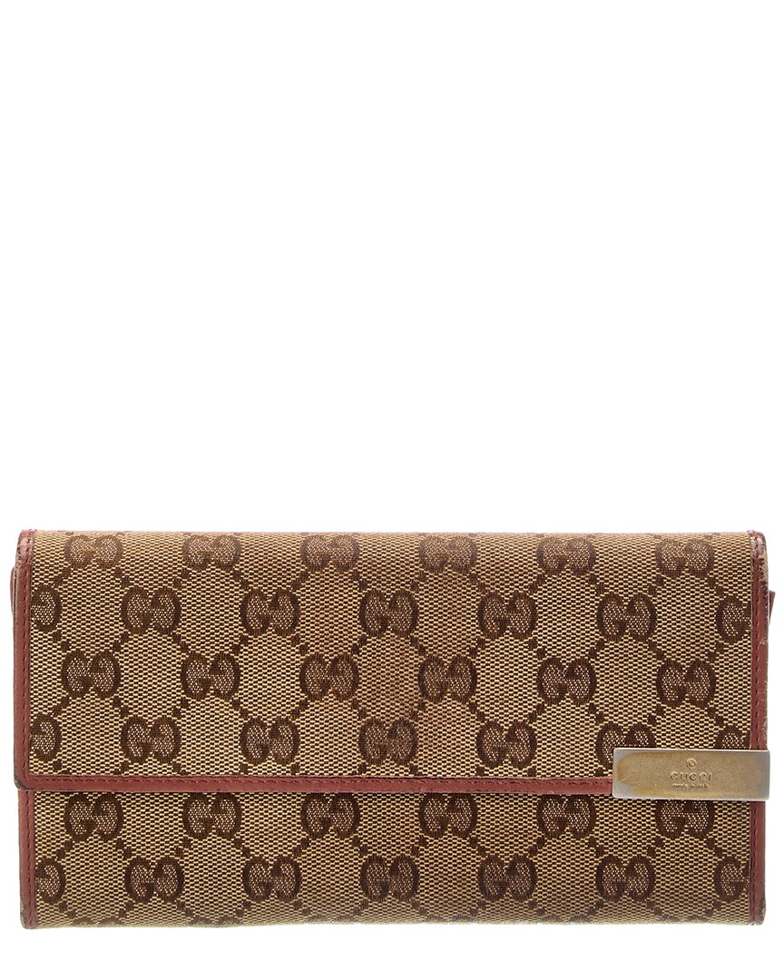 Gucci Gucci Neutral Canvas & Leather Gg Wallet (Authentic Pre-Loved)