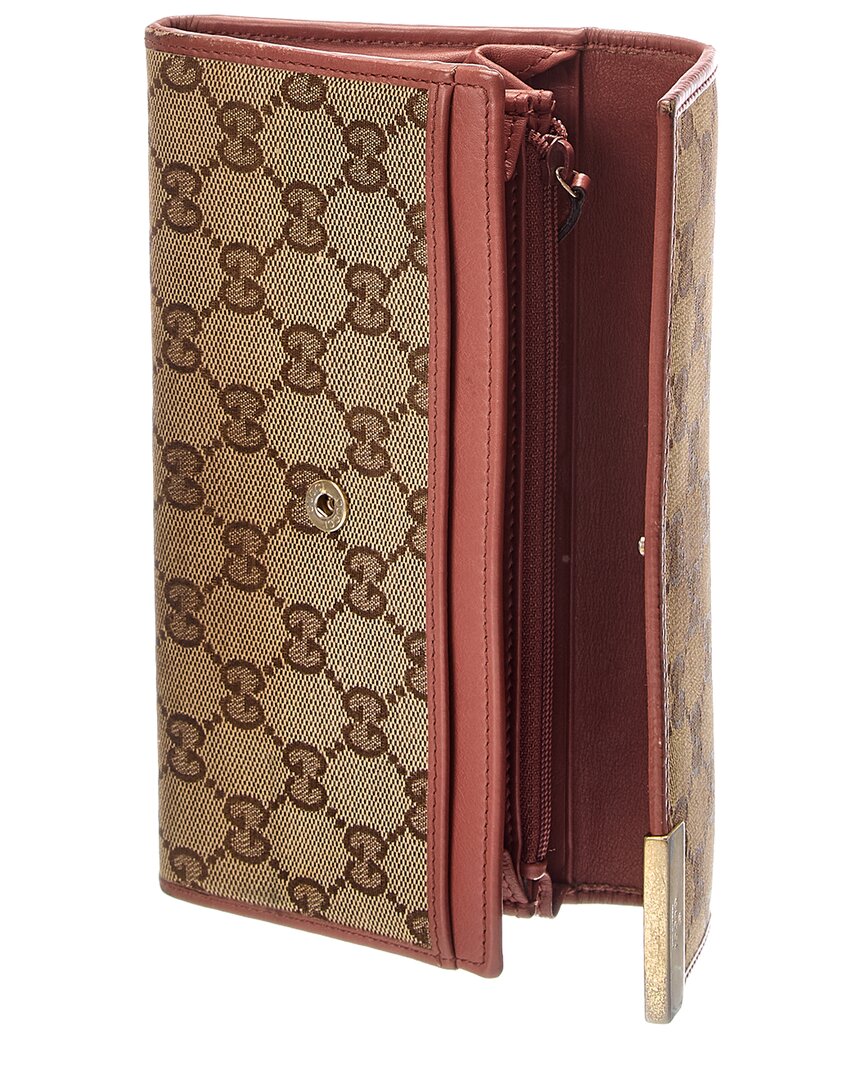 Gucci Gucci Neutral Canvas & Leather Gg Wallet (Authentic Pre-Loved)