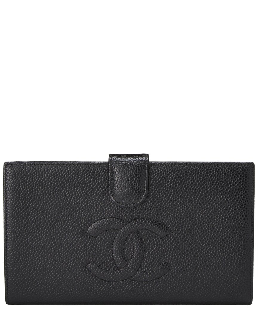 Chanel Chanel Black Caviar Leather Caviar 'Cc' Timeless Long Wallet (Authentic