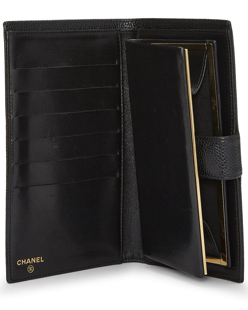 Chanel Chanel Black Caviar Leather Caviar 'Cc' Timeless Long Wallet (Authentic