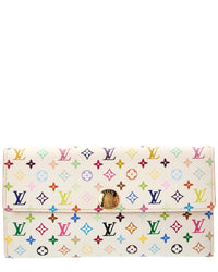 Louis Vuitton Louis Vuitton White Monogram Multicolor Canvas Sarah Wallet (Authentic