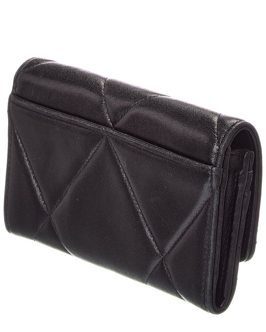 Chanel Chanel Black Quilted Lambskin Leather 19 Single Flap Wallet (Authentic