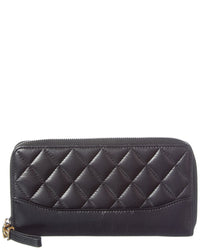 Chanel Chanel Black Quilted Leather Gabrielle Long Zip Around Wallet (Authentic