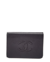 Chanel Chanel Black Leather Coco Mark Tri-Fold Wallet (Authentic Pre-Loved)