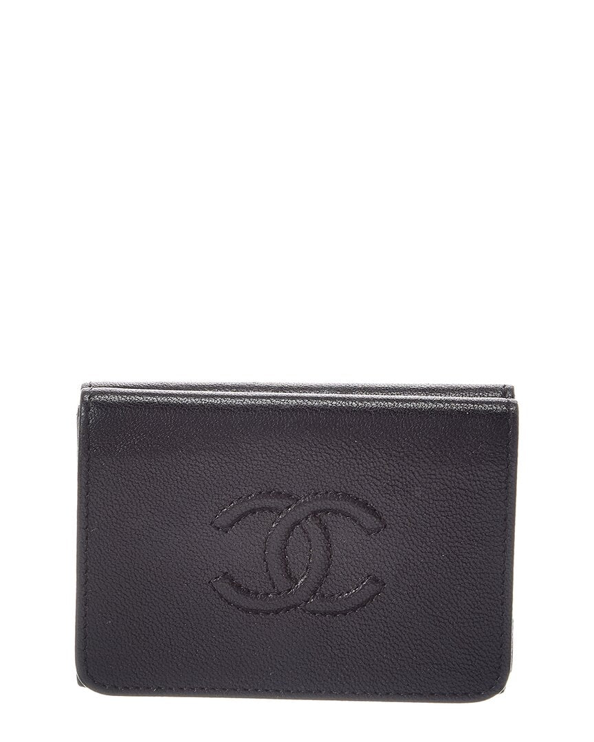 Chanel Chanel Black Leather Coco Mark Tri-Fold Wallet (Authentic Pre-Loved)