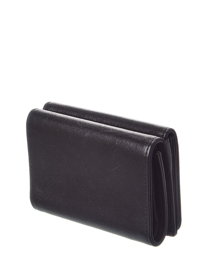 Chanel Chanel Black Leather Coco Mark Tri-Fold Wallet (Authentic Pre-Loved)