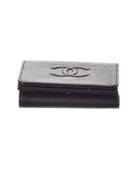 Chanel Chanel Black Leather Coco Mark Tri-Fold Wallet (Authentic Pre-Loved)