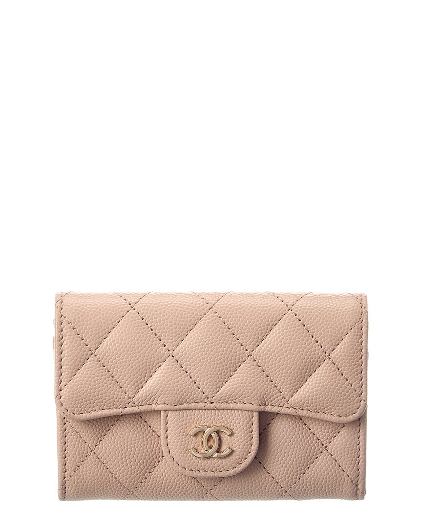 Chanel Chanel Pink Quilted Caviar Leather Flap Card Holder Wallet (Authentic Pre-Loved)