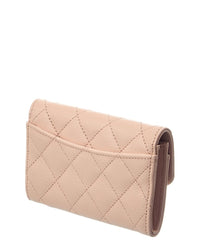 Chanel Chanel Pink Quilted Caviar Leather Flap Card Holder Wallet (Authentic Pre-Loved)
