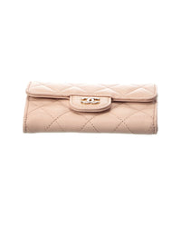 Chanel Chanel Pink Quilted Caviar Leather Flap Card Holder Wallet (Authentic Pre-Loved)