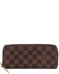 Louis Vuitton Louis Vuitton Brown Damier Ebene Coated Canvas Clemence Wallet (Authentic