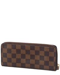Louis Vuitton Louis Vuitton Brown Damier Ebene Coated Canvas Clemence Wallet (Authentic