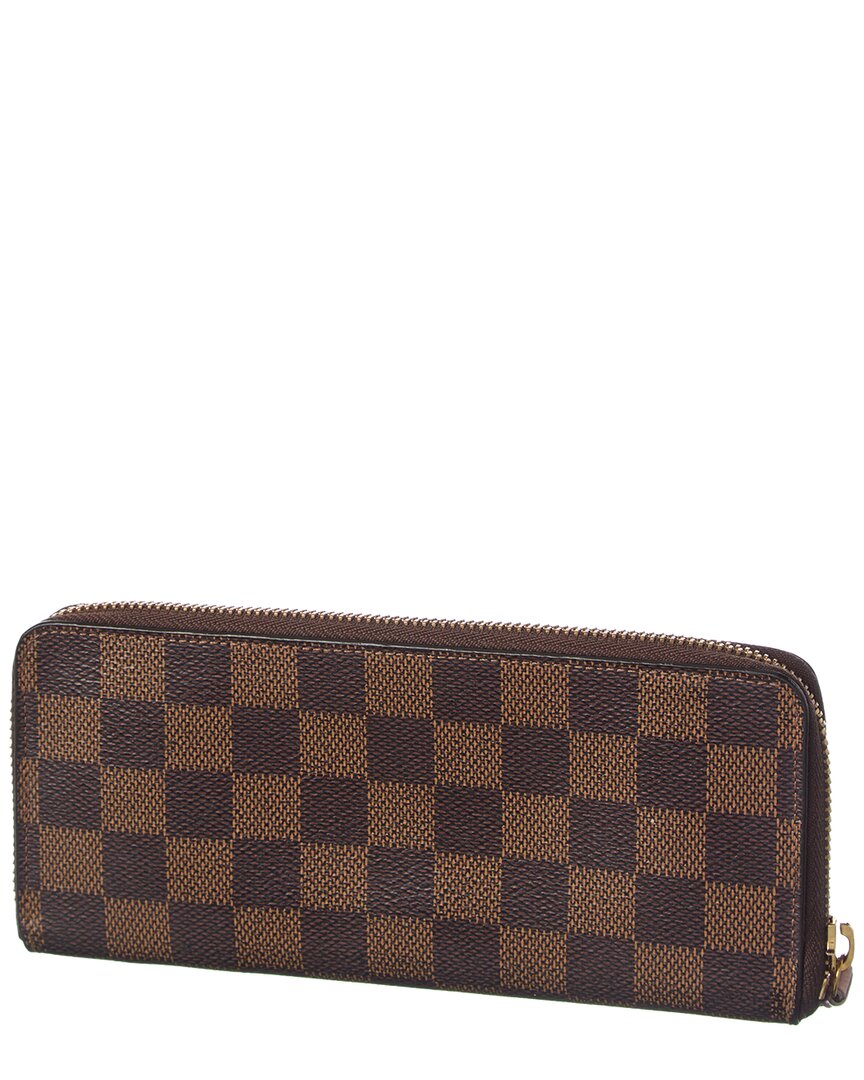 Louis Vuitton Louis Vuitton Brown Damier Ebene Coated Canvas Clemence Wallet (Authentic