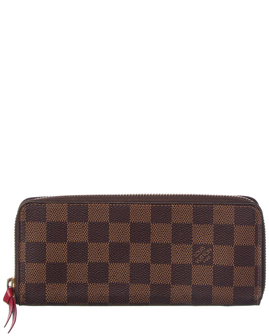 Louis Vuitton Louis Vuitton Brown Damier Ebene Coated Canvas Clemence Wallet (Authentic