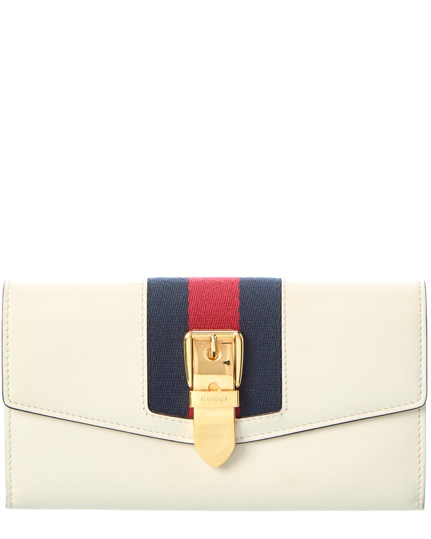 Gucci Gucci White Calfskin Leather Sylvie Continental Wallet (Authentic Pre-Loved)