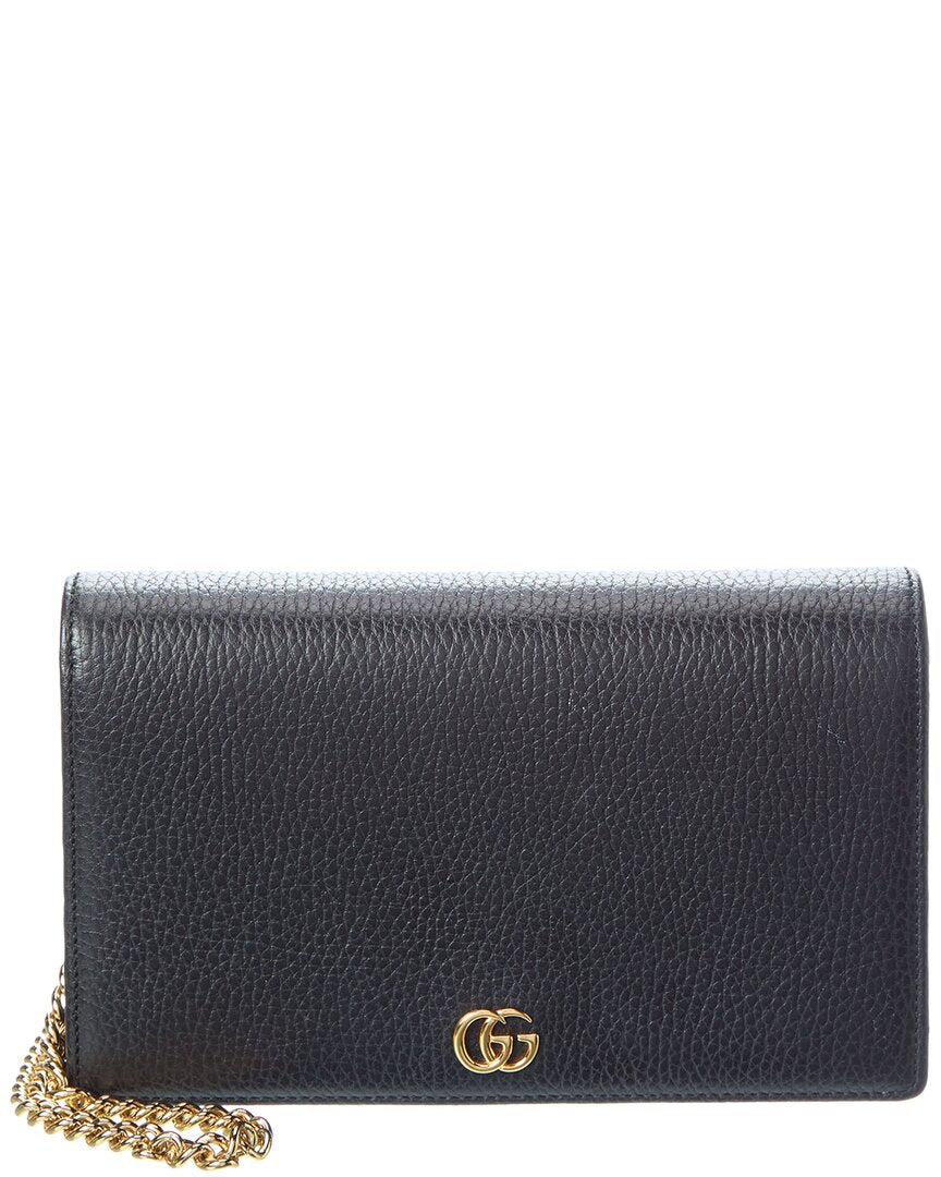 Gucci Gucci Black Calfskin Leather Gg Marmont Mini Wallet (Authentic Pre-Loved)