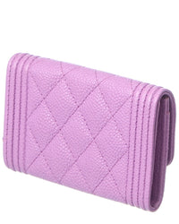 Chanel Chanel Purple Quilted Caviar Leather Boy Card Holder (Authentic Pre-Loved)